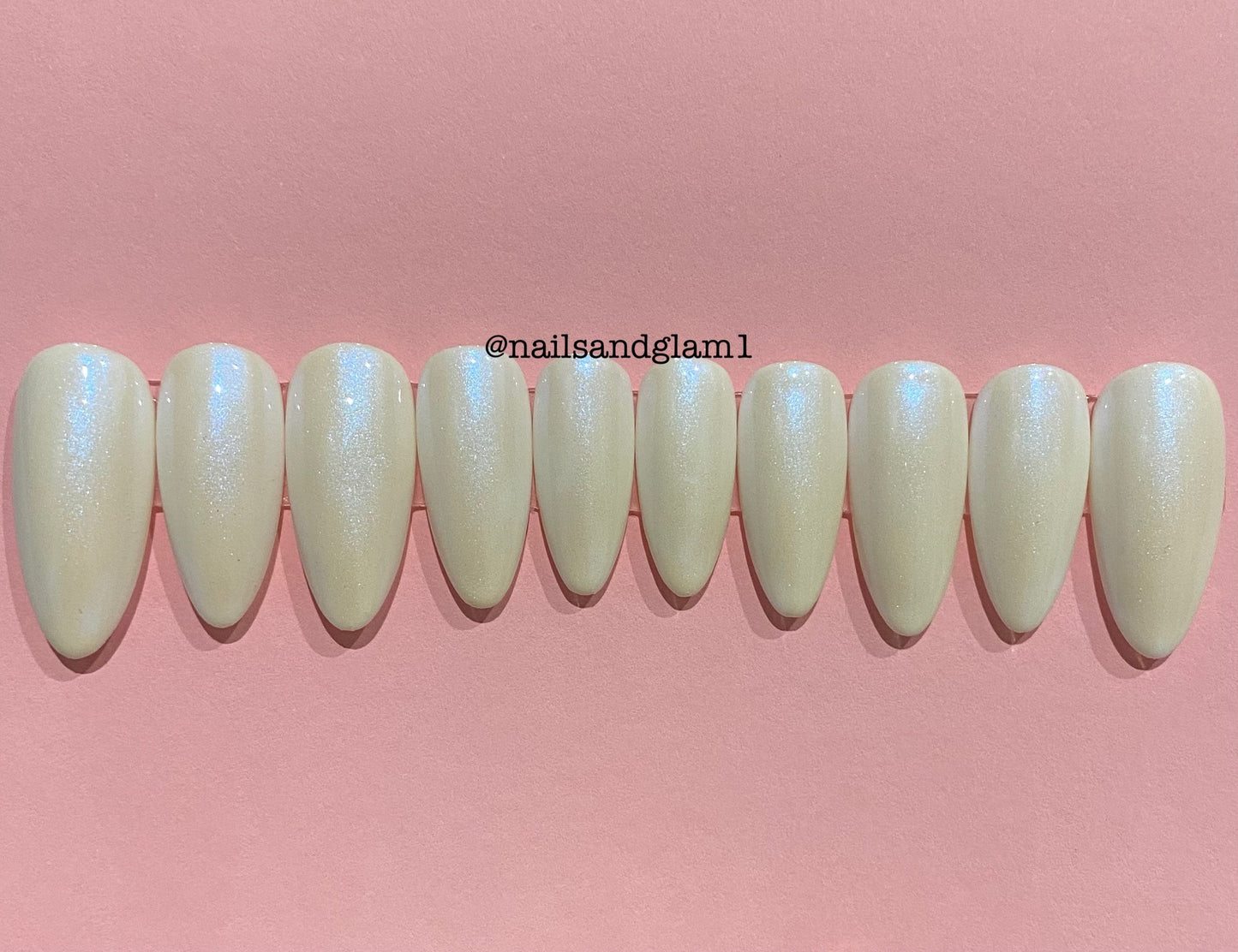 White Chrome Nails | Press on Nails UK | Stick on Nails | Reusable | Customised | Handmade | Set of 10