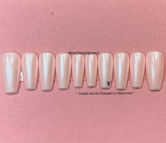 Light Pink Glazed Nails | Press on Nails UK | Stick on Nails | Reusable | Customised | Handmade | Set of 10