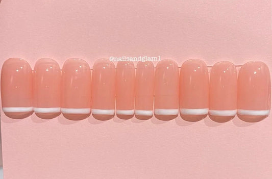 Straight French Tips | Press on Nails UK | Stick on Nails | Reusable | Customised | Handmade | Set of 10