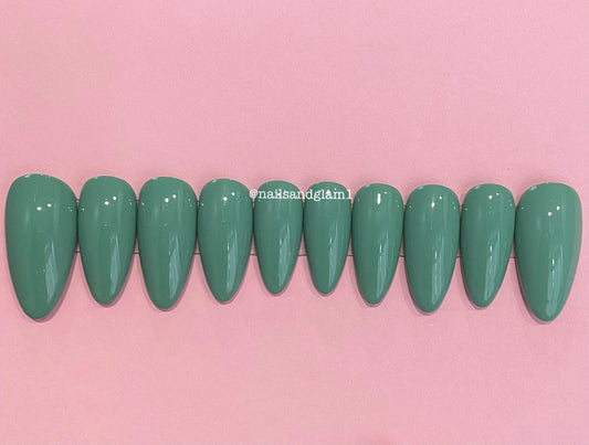 Sage Green Nails | Press on Nails UK | Stick on Nails | Reusable | Customised | Handmade | Set of 10