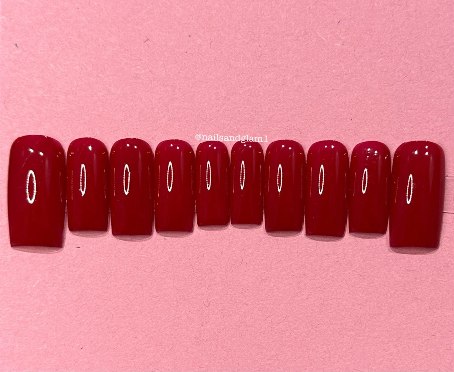 Plain Red Nails | Press on Nails UK | Stick on Nails | Reusable | Customised | Handmade | Set of 10